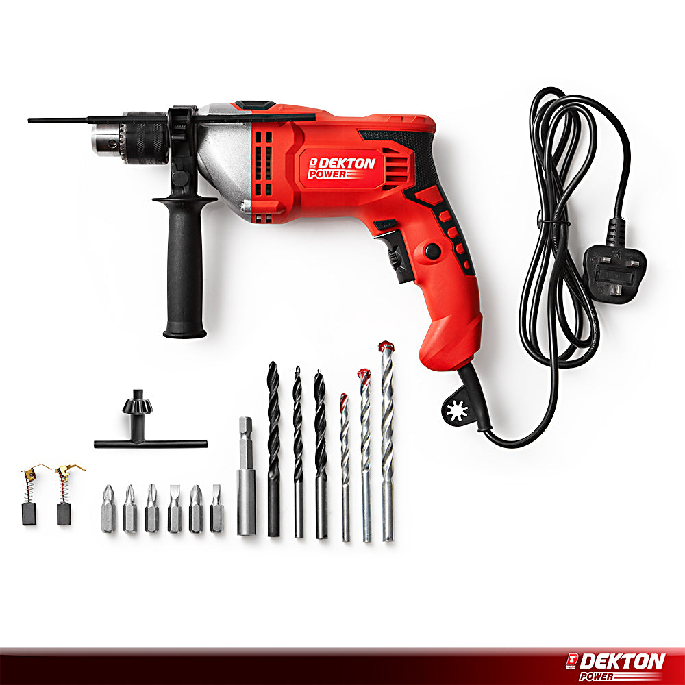 Dekton 1050W Hammer Impact Drill 14pc Drill & Bits Accessories 2800RPM Variable Dekton 1050W Hammer Impact Drill 14pc Drill & Bits Accessories 2800RPM Variable